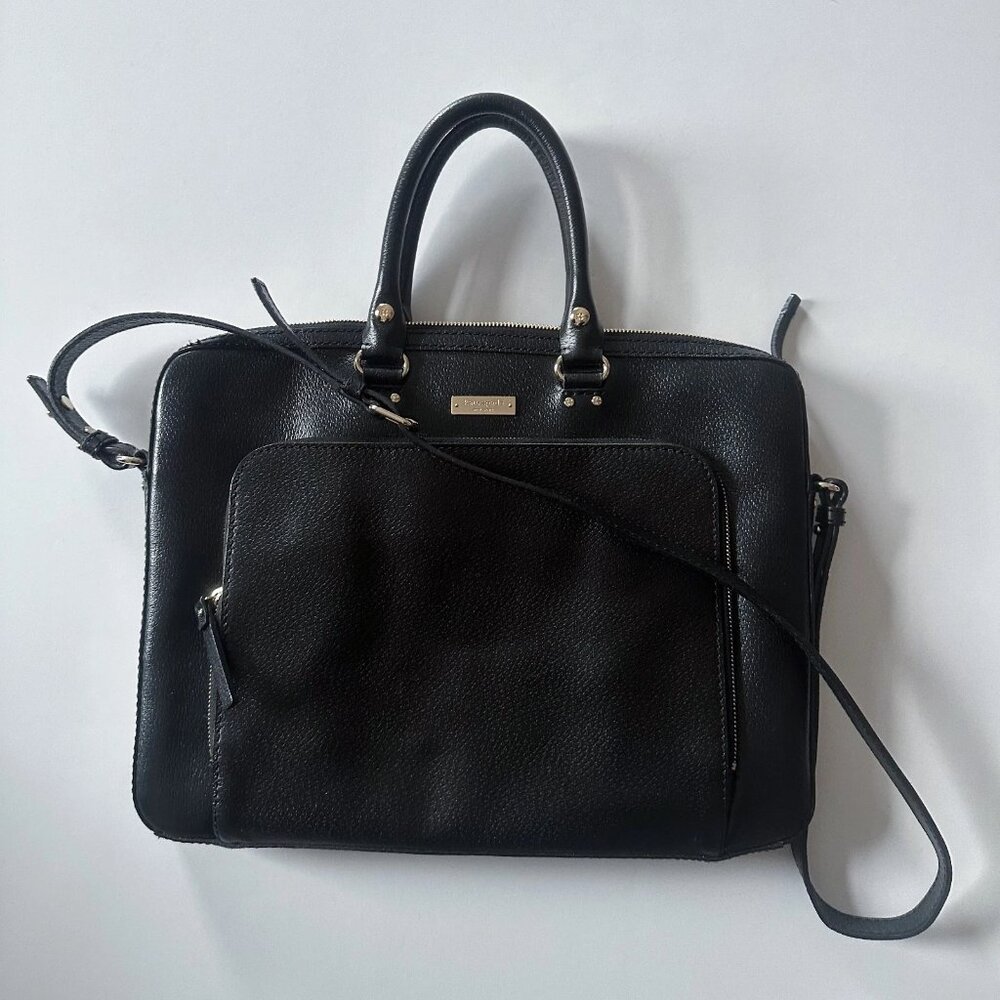 Kate Spade Black Leather Briefcase with Pockets